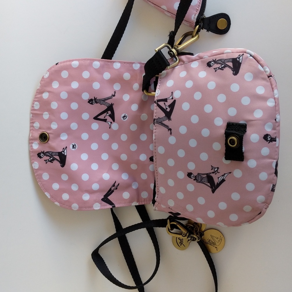 IZAK Pink Zazie Dots Flap Crossbody Bag, Coin Purse and Key Chain - Picture 8 of 15